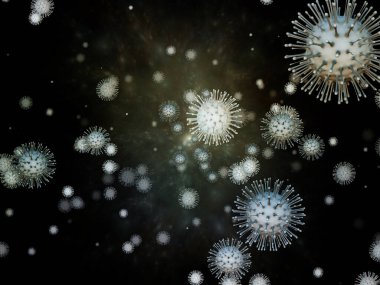 Virüs Mantığı. Viral Salgın Serisi. Virüs, salgın, enfeksiyon, hastalık ve sağlık konularındaki projeler için 3 boyutlu Coronavirus parçacıkları ve mikro uzay elementleri