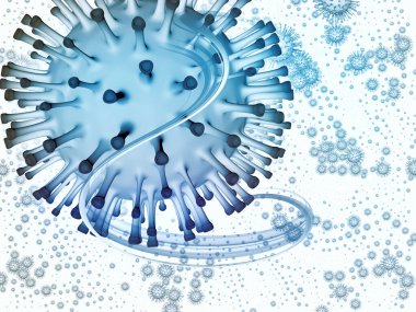 Virüs Mantığı. Viral Salgın Serisi. Virüs, salgın, enfeksiyon, hastalık ve sağlık konularındaki projeler için 3 boyutlu Coronavirus parçacıkları ve mikro uzay elementleri