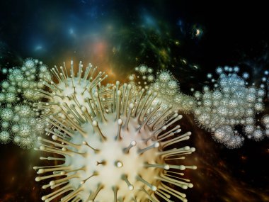 Coronavirus Gerçekliği. Viral Salgın Serisi. Virüs, salgın hastalık, enfeksiyon, hastalık ve sağlık konularındaki tasarımları tamamlamak için üç boyutlu Coronavirus parçacıkları ve mikro uzay elementleri