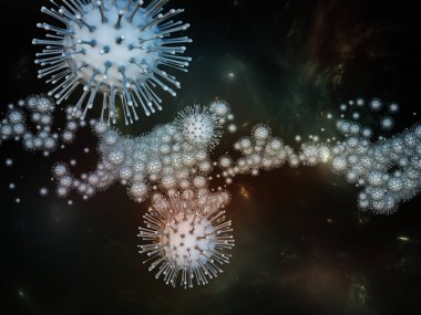 Coronavirus Gerçekliği. Viral Salgın Serisi. Virüs, salgın hastalık, enfeksiyon, hastalık ve sağlık konularındaki tasarımları tamamlamak için üç boyutlu Coronavirus parçacıkları ve mikro uzay elementleri