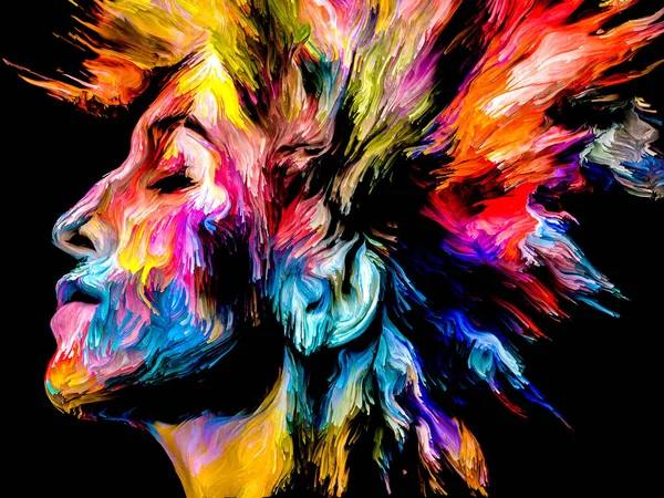 Serial Woman Color Lukisan Digital Abstrak Potret Wanita Muda Pada — Stok Foto