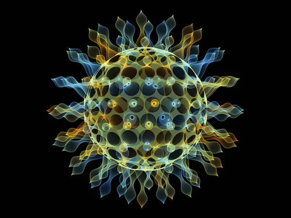 Σειρά Fractal Virus Απόδοση Ημιδιαφανών Πολύχρωμων Ιικών Σωματιδίων Θέμα Την — Φωτογραφία Αρχείου