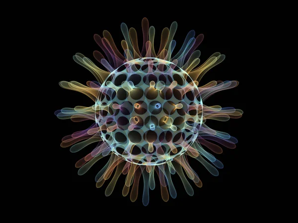 Серія Fractal Virus Рендеринг Прозорих Барвистих Вірусних Частинок Тему Здоров — стокове фото