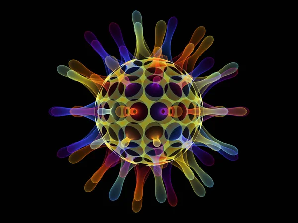 Série Virus Fractal Rendu Particules Virales Colorées Translucides Sur Sujet — Photo