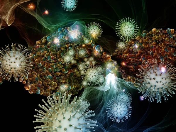 Rendering Coronavirus Virus Particle Micro Environment Elements Subject Virové Infekce — Stock fotografie