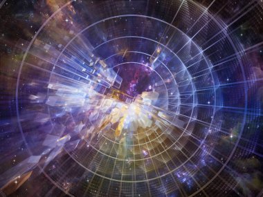 Üstel Genişleme. Bilim, eğitim ve teknoloji konusunda hızlı genişleme kavramını göstermek için parlak matematik tarafından oluşturulan soyut radyal unsurlar.