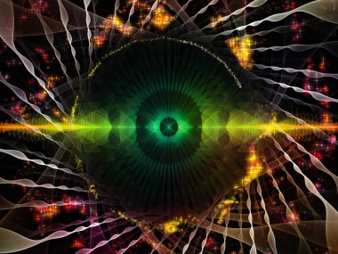 Dalga fonksiyonu serisi. Soyut kompozisyon renkli sinüs titreşimlerin, ışık ve fraktal öğeleri projelerinde uygun ses ekolayzer için ilgili müzik spektrum ve kuantum olasılık