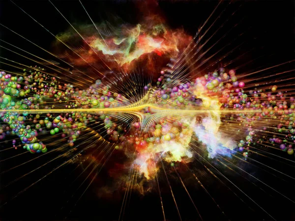 Иллюстрация Фрактальных Взрывов Атомных Структур Тему Физики Элементарных Частиц Глубокого — стоковое фото