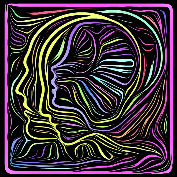 Inner Woodcut Life Lines Series Abstract Arrangement Human Profile Woodcut — Stock Photo, Image