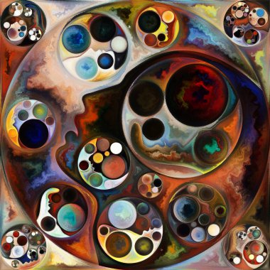 Soyut insan yüzleri, geometrik formlar, sanat dokuları ve gizli anlamlar, akıl, düşünce, şiir, mistisizm ve sanat konularındaki renkler..