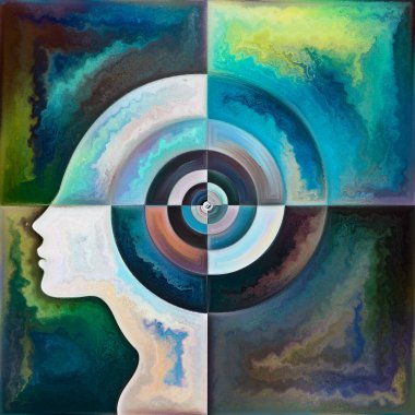 İç Spiral serisi. İnsan yüz hatlarının etkileşimi ve zihin, ruh, iç dünya ve bilinç konularındaki geometrik yapılar.