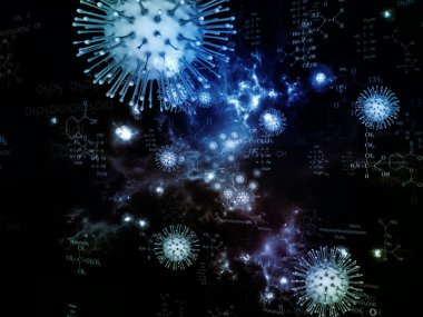 Coronavirus Dünyaları. Viral Salgın Serisi. Virüs, salgın hastalık, enfeksiyon, hastalık ve sağlık projelerinde kullanılmak üzere 3 boyutlu Coronavirus parçacıkları ve mikro uzay elementleri