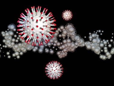Coronavirus Dünyaları. Viral Salgın Serisi. Virüs, salgın hastalık, enfeksiyon, hastalık ve sağlık projelerinde kullanılmak üzere 3 boyutlu Coronavirus parçacıkları ve mikro uzay elementleri