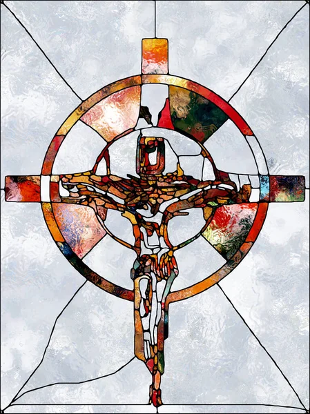 Shards Faith Cross Stained Glass Series Backdrop Composed Organic Church — 스톡 사진