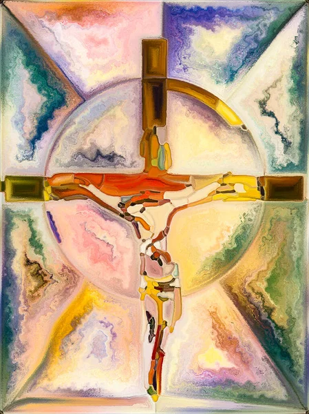 Spectral Faith Cross Stained Glass Series Diseño Fondo Iglesia Orgánica — Foto de Stock