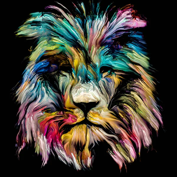 Serie Pintura Animal Cabeza León Pintura Colorida Sobre Tema Imaginación — Foto de Stock