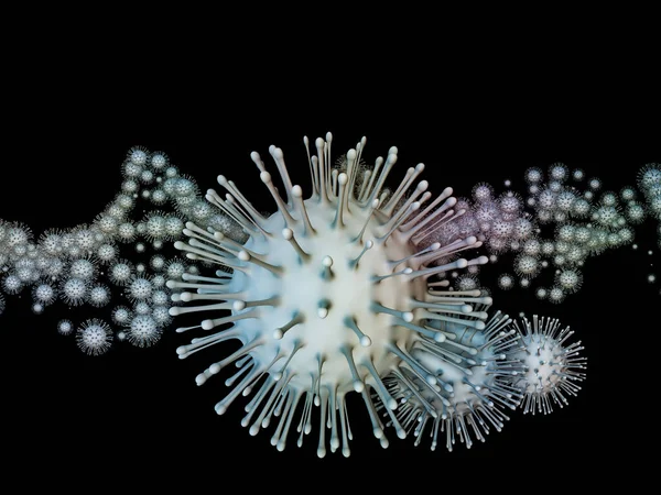 コロナウイルス宇宙 ウイルス感染症シリーズ 3Dウイルス 感染症 健康の主題に関するコロナウイルス粒子とマイクロスペース要素のイラスト — ストック写真