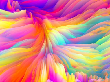Renk Fırtınası serisi. Sanat ve tasarım konusunda duvar kâğıdı veya arkaplan görevi görecek renkli sanal köpük dalgalarının 3 boyutlu çizimi