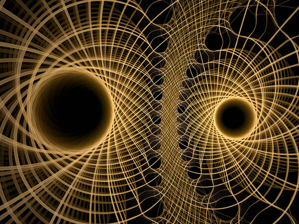 Visualizing Mathematics series. Golden Lines of Fractal Universe. Intricate render of virtual topology for scientific, education and technological backgrounds.
