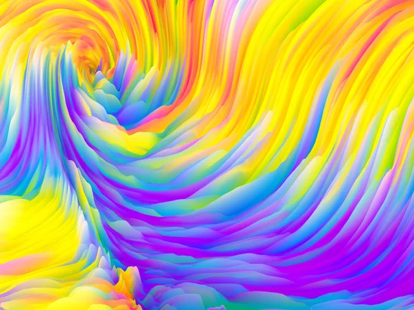 カラーストームシリーズ 3Dアートとデザインのテーマに壁紙や背景として機能する仮想フォームのカラフルな波のイラスト — ストック写真