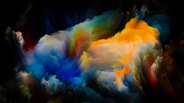 Yaratıcılık, hayal gücü, iç dünya ve sanat konularındaki sanal tuval üzerine renkli boya kompozisyonu