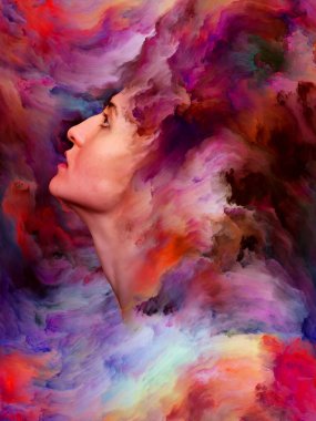 Kadınlar Dünya Serisi. Duygular, duygular, iç dünya, yaratıcılık ve hayal gücü üzerine çalışmalarda kullanılmak üzere kadın portresinin arkaplan tasarımı.