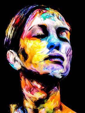 Renkli Kadın serisi. Yaratıcılık, hayal gücü ve sanat konularında genç bir kadının parlak portresi.