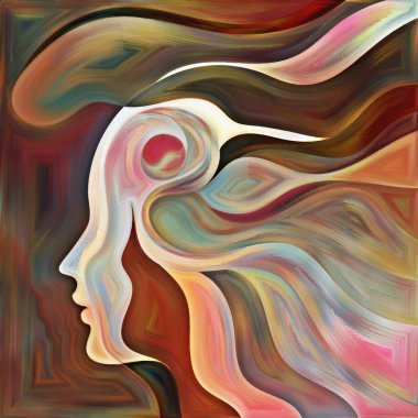 Canlı Zihinler. Colors In Us serisi. Yaşam, drama, şiir ve algı projeleri için insan siluetlerinin, sanat dokularının ve renklerin kompozisyonu