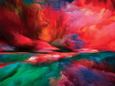 Ölümün Ötesindeki Renkler. Gerçekliğe Kaçış dizisi. Doğaüstü günbatımının soyut düzenlenmesi manzara resmi, hayal gücü, yaratıcılık ve sanat projeleri için uygun renkler ve dokular