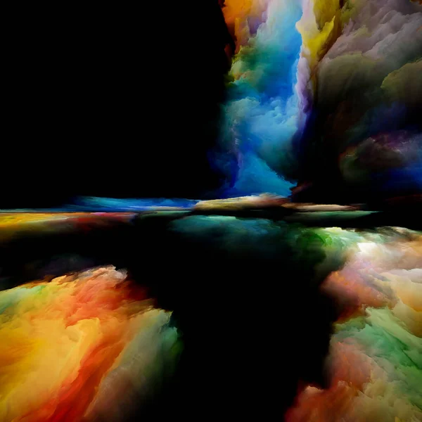 スペクトル山脈 現実逃避シリーズ 風景画 想像力 創造性と芸術の対象のためのシュールな日の出の色とテクスチャの創造的な配置 — ストック写真