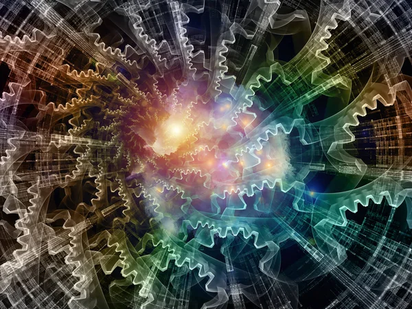 Innerlijke Werking Serie Achtergrond Van Virtuele Rasters Fractal Versnellingen Voor — Stockfoto