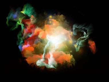 Bulanık Evren. Organik Numara serisi. Belirsizlik, kuantum teorisi, bilim ve felsefe konularındaki çarpık sayıların, ışıkların ve tasarım elementlerinin arka plan tasarımı