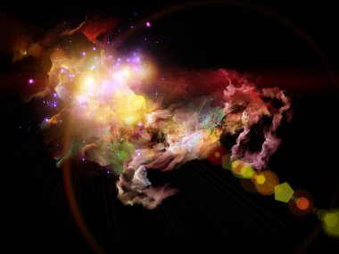 Bulanık Evren. Organik Numara serisi. Belirsizlik, kuantum teorisi, bilim ve felsefe üzerine çalışmalar için çarpıtılmış sayıların, ışıkların ve tasarım elementlerinin arkaplan tasarımı