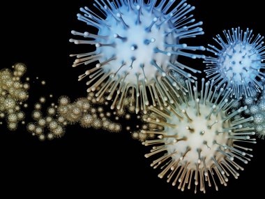 Coronavirus Gerçekliği. Viral Salgın Serisi. Koronavirüs parçacıkları ve mikro uzay elementlerinin virüs, salgın hastalık, enfeksiyon, hastalık ve sağlıkla ilişkili 3D çizimi