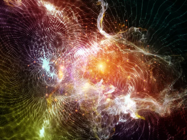Ілюстрація Фрактальних Ліхтарів Віртуальних Полів Молекулярних Структур Тему Сучасної Технології — стокове фото