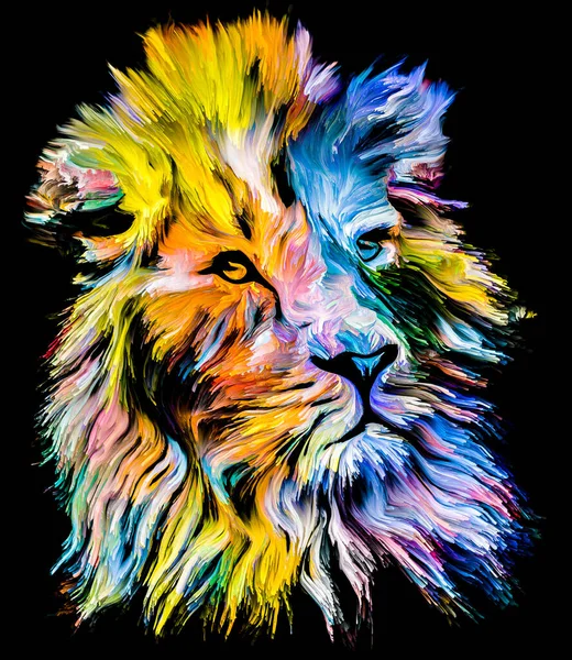 Serie Animal Paint Leone Multicolore Ritratto Pittura Vibrante Tema Immaginazione — Foto Stock