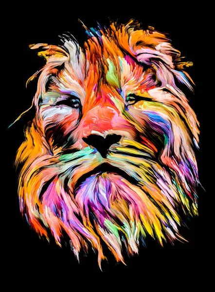 Animal Paint Series Lion Portrait Multicolor Paint Subject Imagination Creativity — Stock Photo, Image