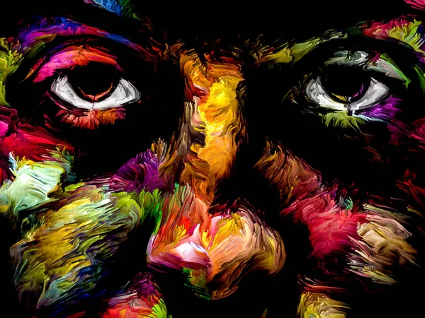 Seria Face Color Kolorowy Abstrakcyjny Portret Zamykający Temat Kreatywności Wyobrażony — Zdjęcie stockowe
