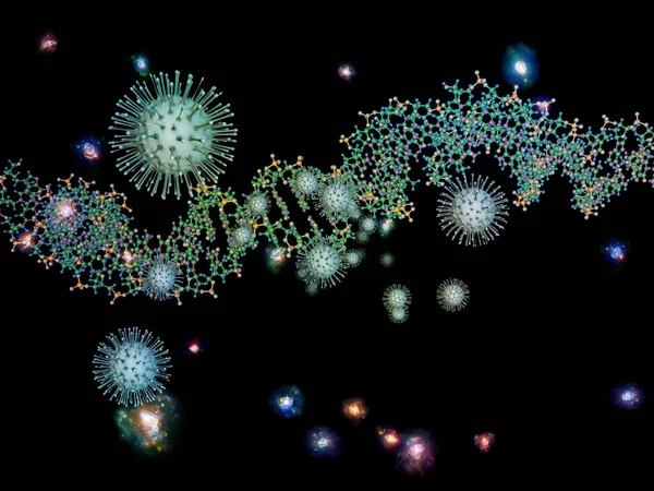 Coronavirus数学 病毒流行病系列 与病毒 流行病 疾病和健康有关的珊瑚微粒和微型空间元素的三维说明 — 图库照片