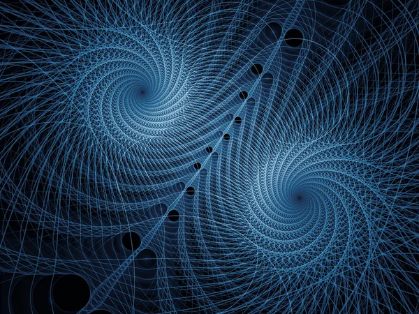 数学のシリーズを可視化 フラクタル宇宙の青い線 科学的 教育的 技術的背景のための仮想トポロジーの複雑なレンダリング — ストック写真