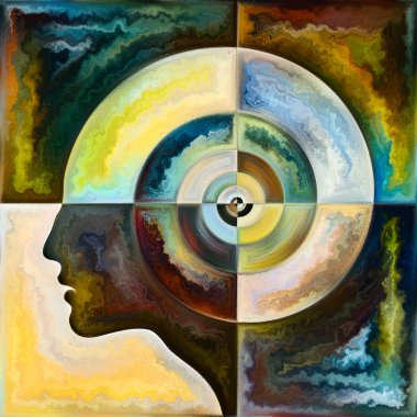 İç Spiral serisi. Zihin, ruh, iç dünya ve bilinç konularındaki insan yüzü çizgileri ve geometrik yapılar..