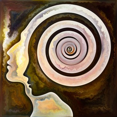 İç Spiral serisi. Zihin, ruh, iç dünya ve bilinç konularındaki insan yüz hatlarının ve geometrik yapıların çizimi.