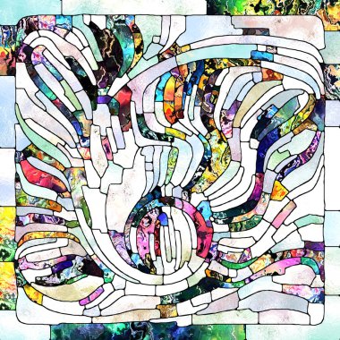 Doğa Kilisesi Pencere Serisi. Sanat ve tasarım konularındaki renk, doku ve boyalı cam desenlerinin soyut arkaplan bileşimi