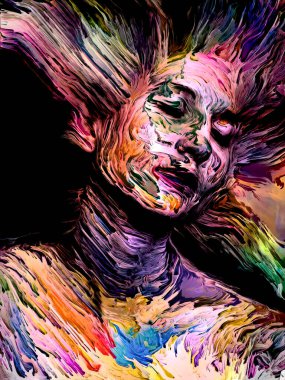 Kişilik, yaratıcılık ve sanat konularında genç bir kadının yağlı mürekkepli portresi