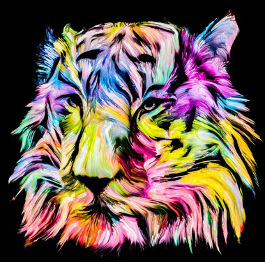 Animal Paint series. Tiger portrait in colorful paint on subject of imagination, creativity and abstract art. clipart