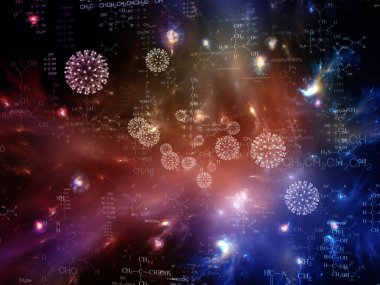 Coronavirus Mikro Dünyası. Viral Salgın Serisi. Coronavirus parçacıkları ve mikro uzay elementlerinin virüs, salgın, enfeksiyon, hastalık ve sağlık projelerinde arka plan görevi görmesi için 3D Illustration