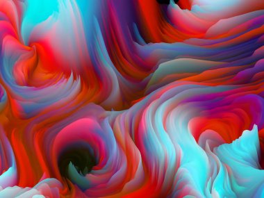 Renk Fırtınası serisi. Sanat ve tasarım konularında duvar kağıdı veya arkaplan olarak hizmet etmek üzere üç boyutlu sanal boyaların rengarenk çizimleri