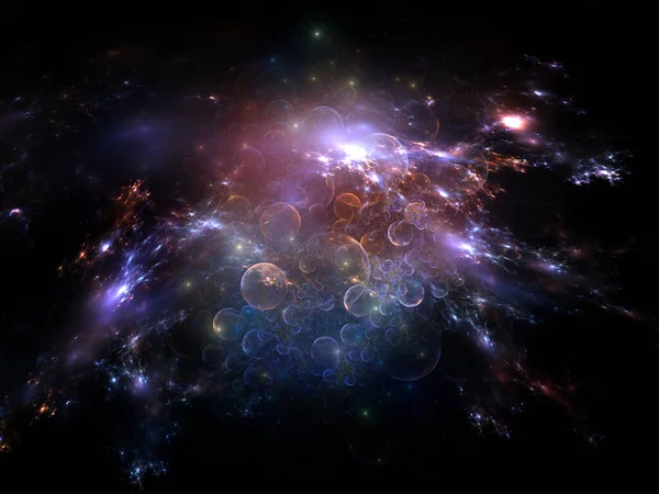Ilustrație Sferelor Luminilor Fractale Tema Creării Particulelor Elementare Fizicii Spațiale — Fotografie, imagine de stoc