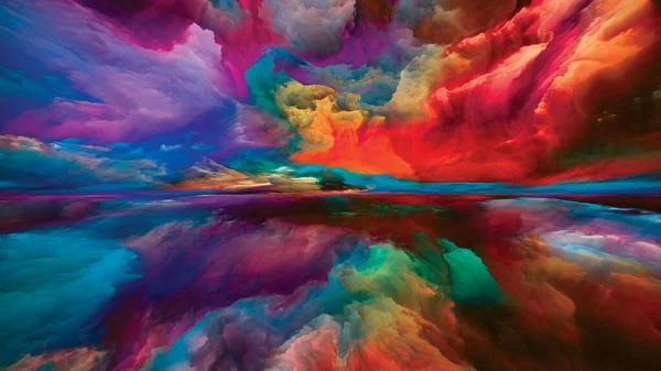 死後の雲 現実逃避シリーズ 風景画 想像力 創造性 芸術をテーマにしたシュールな夕日の日の出の色とテクスチャの背景組成 — ストック写真