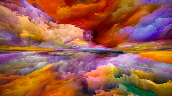 Gespenstische Wolken Flucht Die Realität Künstlerischer Hintergrund Aus Surrealen Sonnenaufgangsfarben — Stockfoto